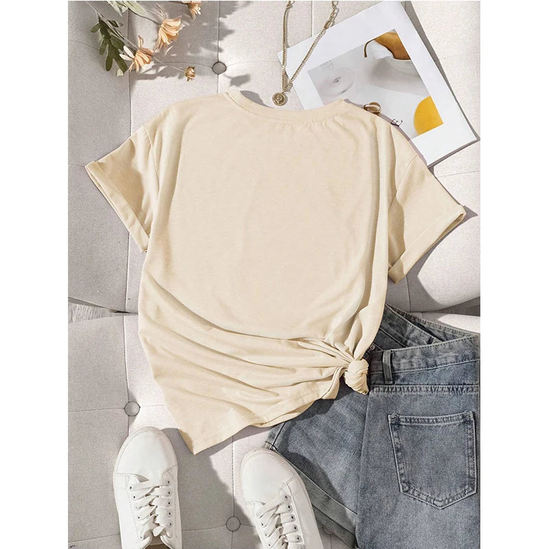 Women's Round Neck Short Sleeve T-Shirt Western Cowgirl Graphic Tee Tops Woman Funny Graphic T Shirt 90s Y2k Streetwear Clothing
