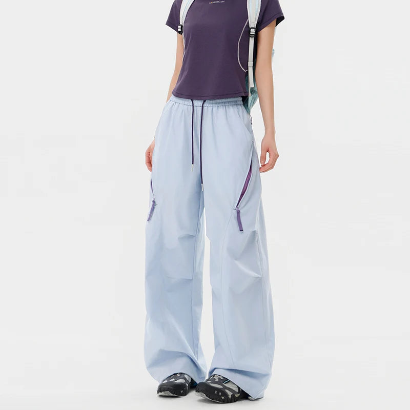 CHRLCK Women's Loose Cargo Pants Quick Drying Hiking Pants Breathable Fishing Camping Cycling Trekking Trousers Summer