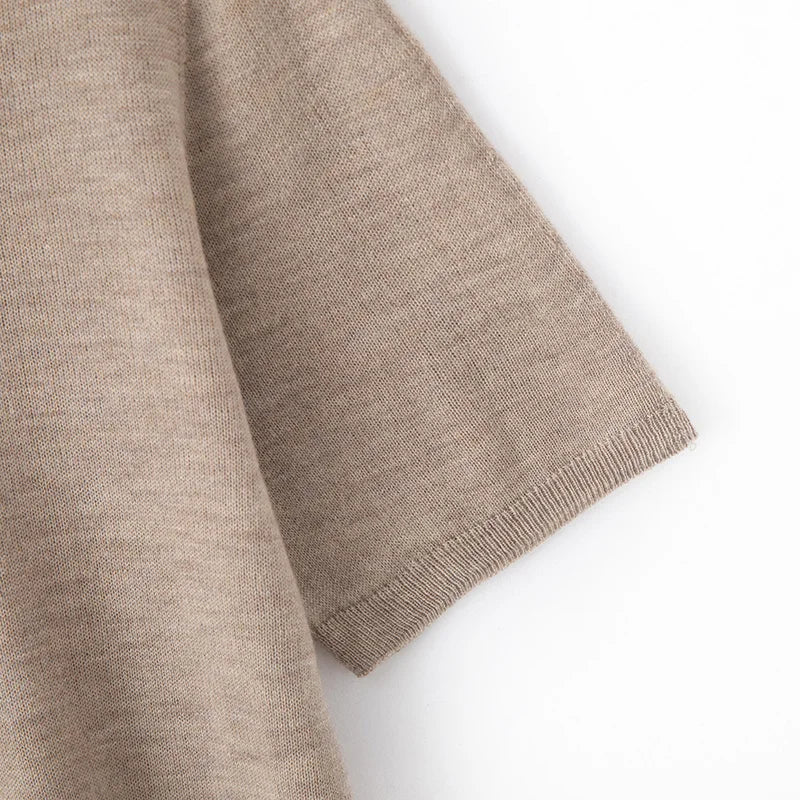 Summer New Short-Sleeved Round Neck Knitting Sweater Women's Ice Silk Thin Casual Wool T-Shirt Loose Temperament Top