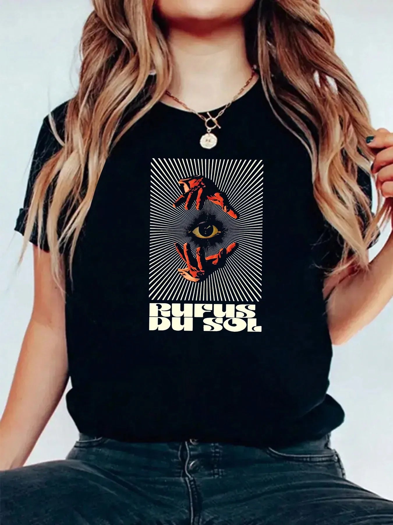 RUFUS DU SOL World Tour Graphic T-Shirt Electronic Music Fan Merch Suitable for Women Fans Lovers Edgy Fashion Aficionados Youth Culture Enthusiasts Perfect for Christmas Celebrations Daily Wear Holiday Gatherings Hangouts wi
