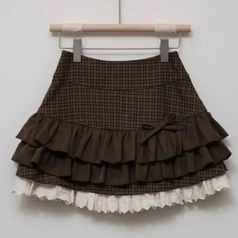 Women's Blue Black Riveted Belt Denim Skirt Y2K Harajuku High Street Fashion 90s Sexy A-line Mini Skirt Summer Clothing 2025 New