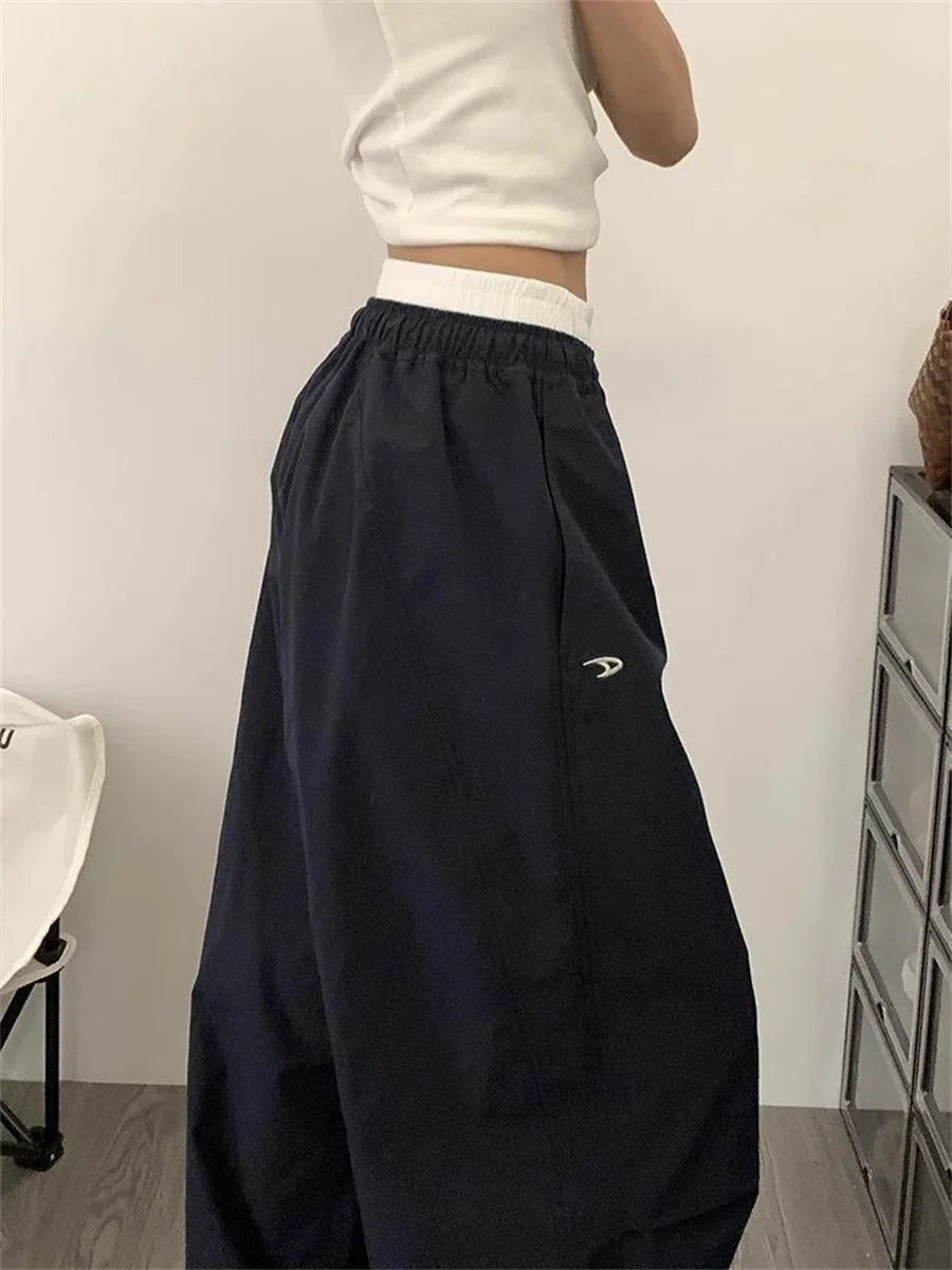 Women Cargo Pants Summer High Waist American Quick Dry Pants Y2K Baggy Hip Hop Casual Wide Leg Trousers Female Streetwear 2025