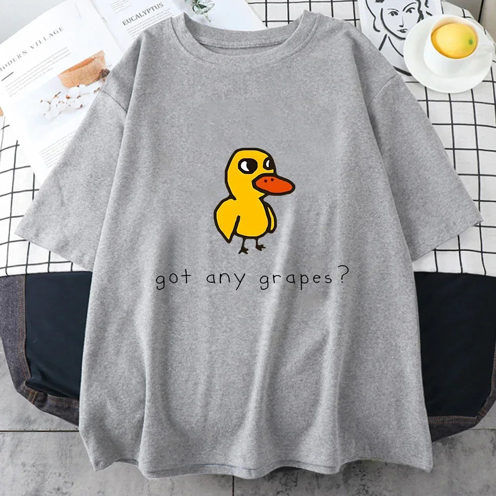 The Duck Song Got Any Grapes T Shirts Funny Patterns Manga/Comic Tshirts 100% Cotton T-shirts Originality Short Sleeve Fashional