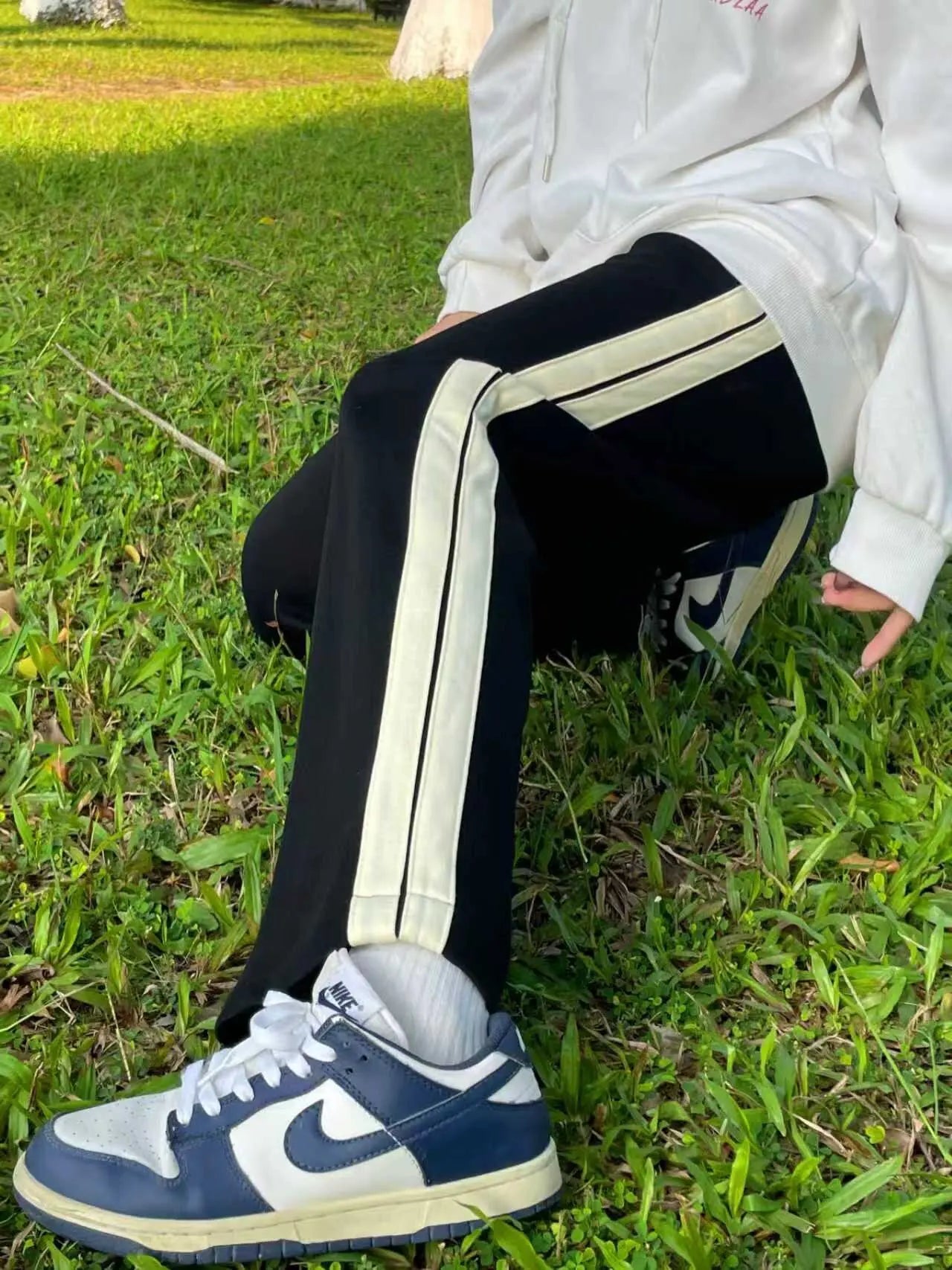 Striped Streetwear Baggy Straight Trousers Joggers Sweatpants Hip Hop Women Elastic High Waist Wide Leg Sports Pants  Loose New