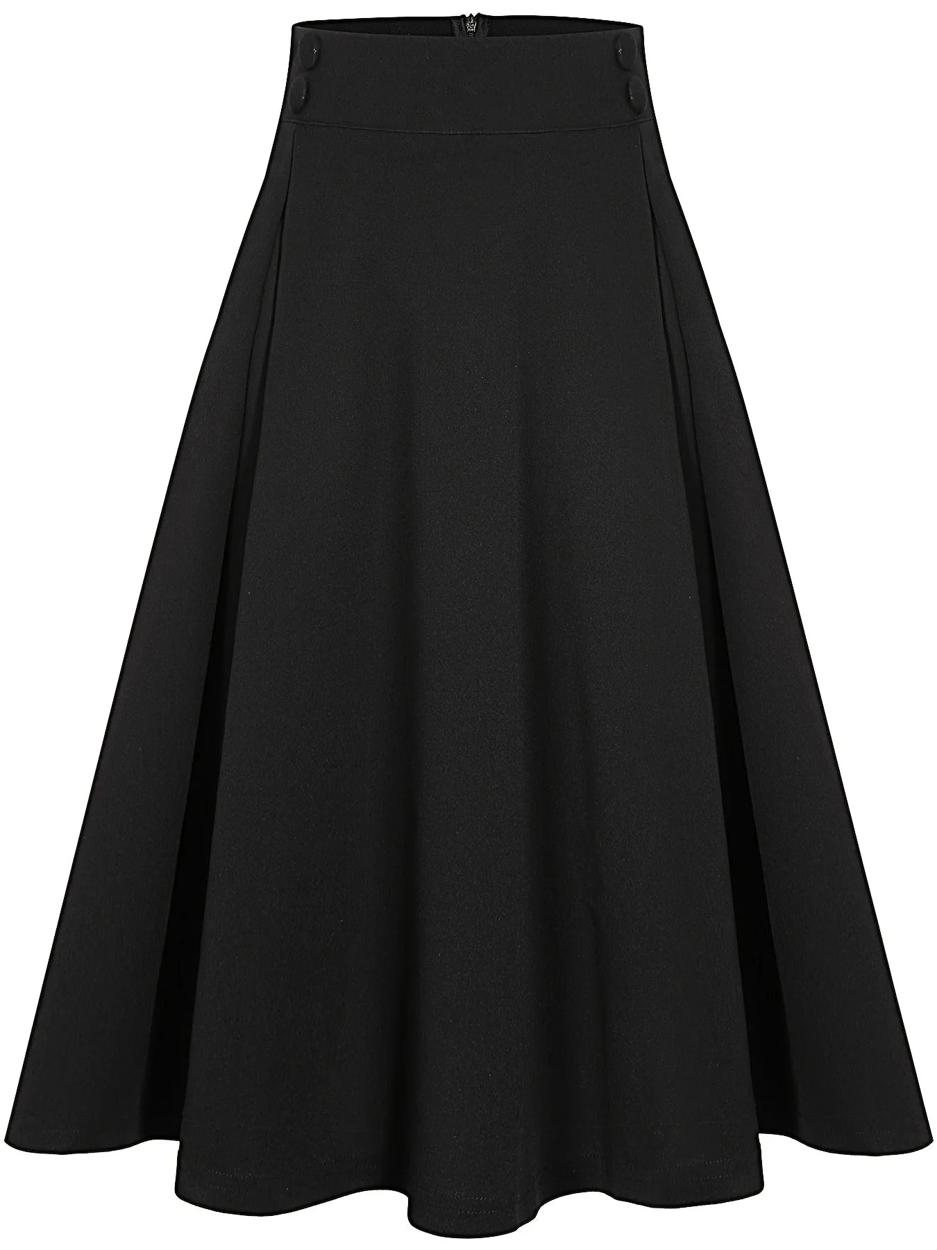 Women Wear to Work Swing Skirts for Women Elastic High Waist Button Front Knee Length Fit And Flare Pleated Skirt